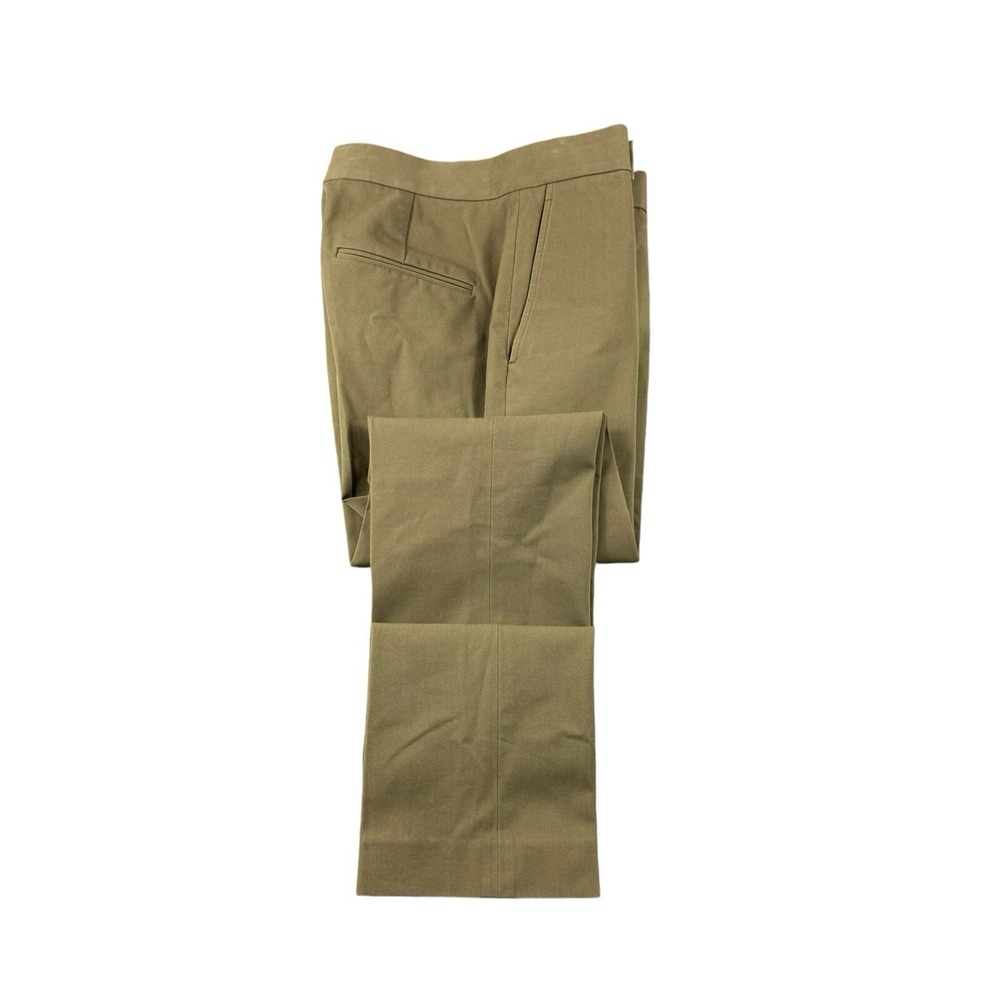 Helmut Lang Green Flat Front Cotton Stretch Pants Womens Size 4 HLW36958